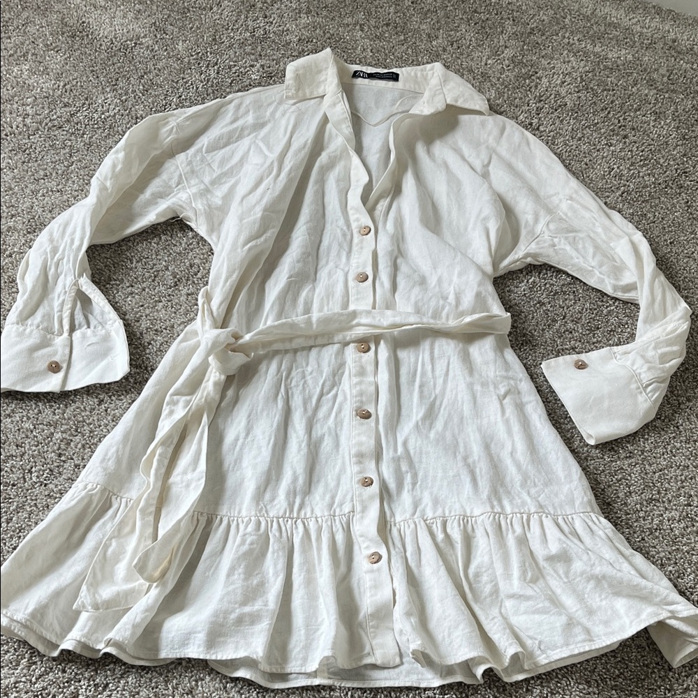 Zara Cream Linen Dress